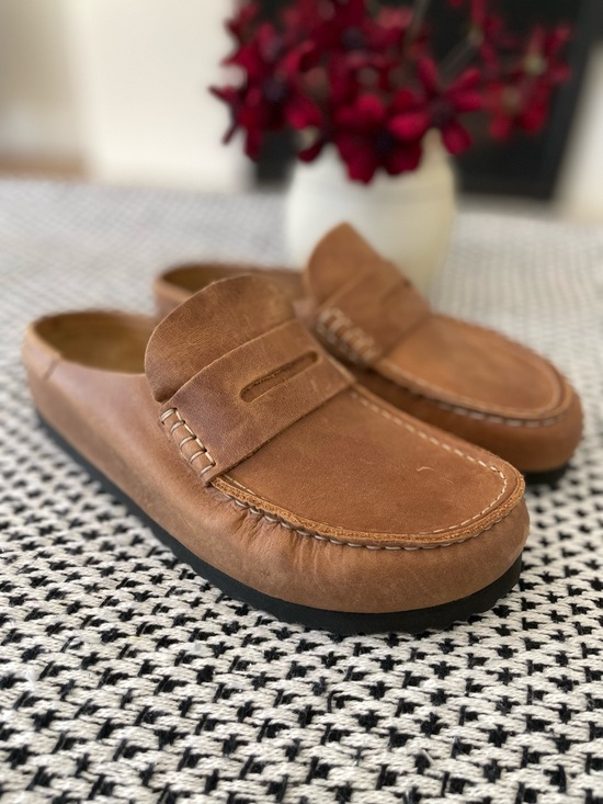 Birkenstock Shoes - Birkenstock Naples Penny Loafer Mule Brown Leather Size 7